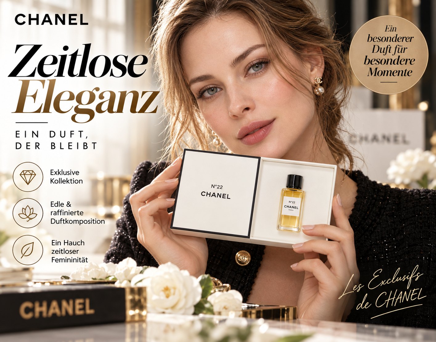 Chanel N°22 Les Exclusifs de Chanel Eau de Parfum 4 ml, Miniatur in weißer Box – Kampagnenbild